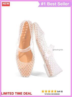 Jelly Ballet Flats Buckle Strap Closed Toe Beach Sandals